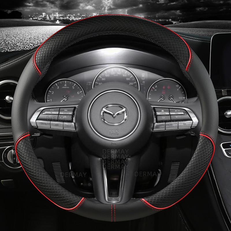 PU Leather DERMAY Car Steering Wheel Cover for Mazda6 ATENZA Mazda3 Axela Mazda5 2 CX3 CX4 CX5 CX7 R