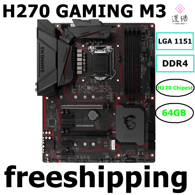 For H270 GAMING M3 Motherboard 64GB 2*M.2 HDMI LGA 1151 DDR4 ATX H270 Mainboard 100% Tested Fully Wo