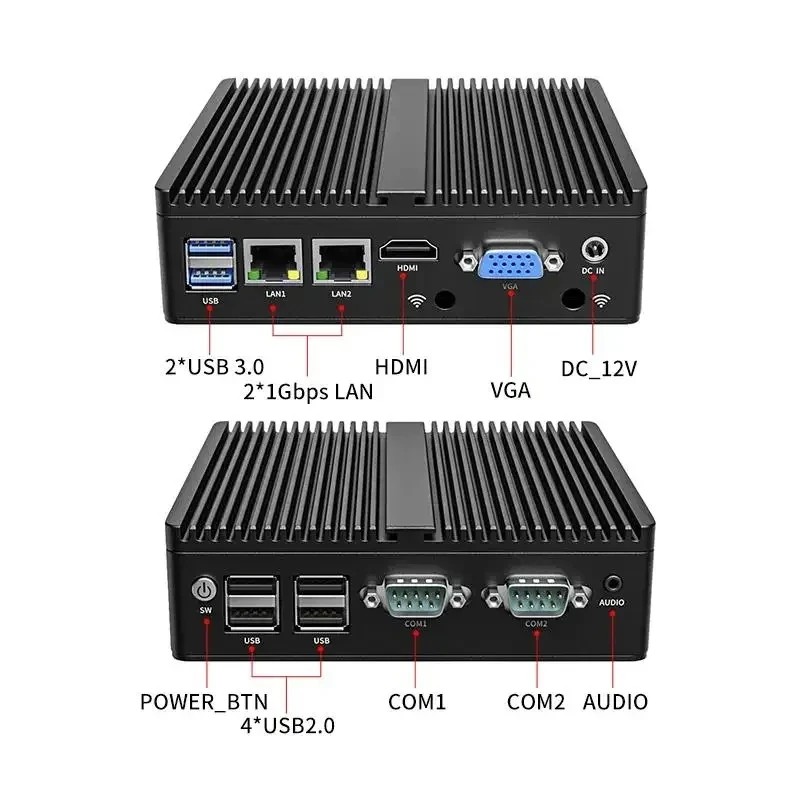 Metal Case Mini PC Intel N2840 Desktop Computer Pfsense DDR3L Msata SSD 2Lan 2COM VGA HD Display