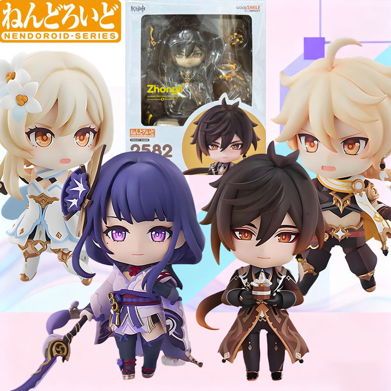 Original Box GSC In Stock Nendoroid Genshin impact Raiden Shogun Zhongli Traveler Anime Action
