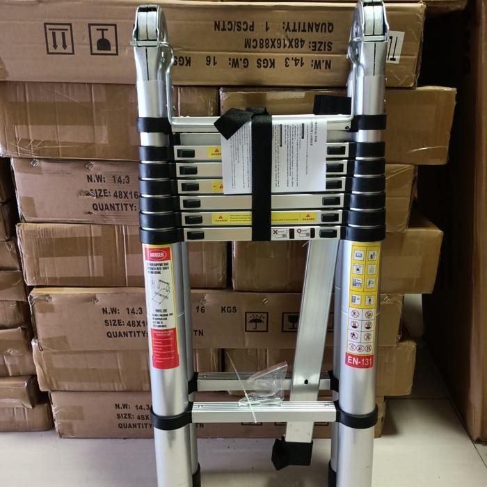 Stok Terbatas! Tangga Lipat Almunium Teleskopik 6,4Double Teleskopik 6,4Meter Terlaris