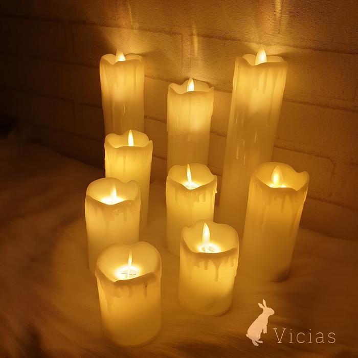 New Vicias LIN-04 Lilin LED Elektrik Api Bergoyang Meleleh MELTED diameter 5cm Baterai LR44 3pcs