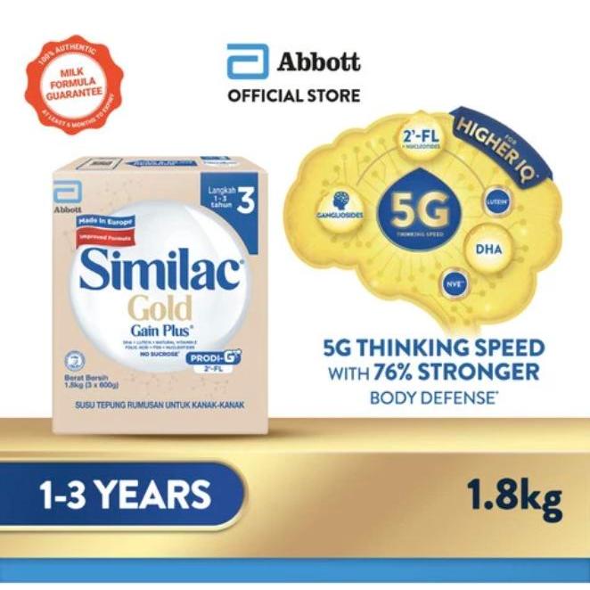 Similac Gain Plus Gold Step 3 1.8Kg Refill Pack Malaysia Terlaris