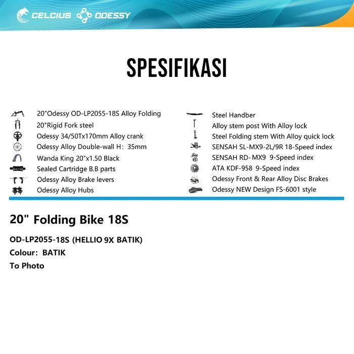 SEPEDA LIPAT ODESSY HELLIO 9X 18 SP- OD LP 2055 18S HELLIO 9X