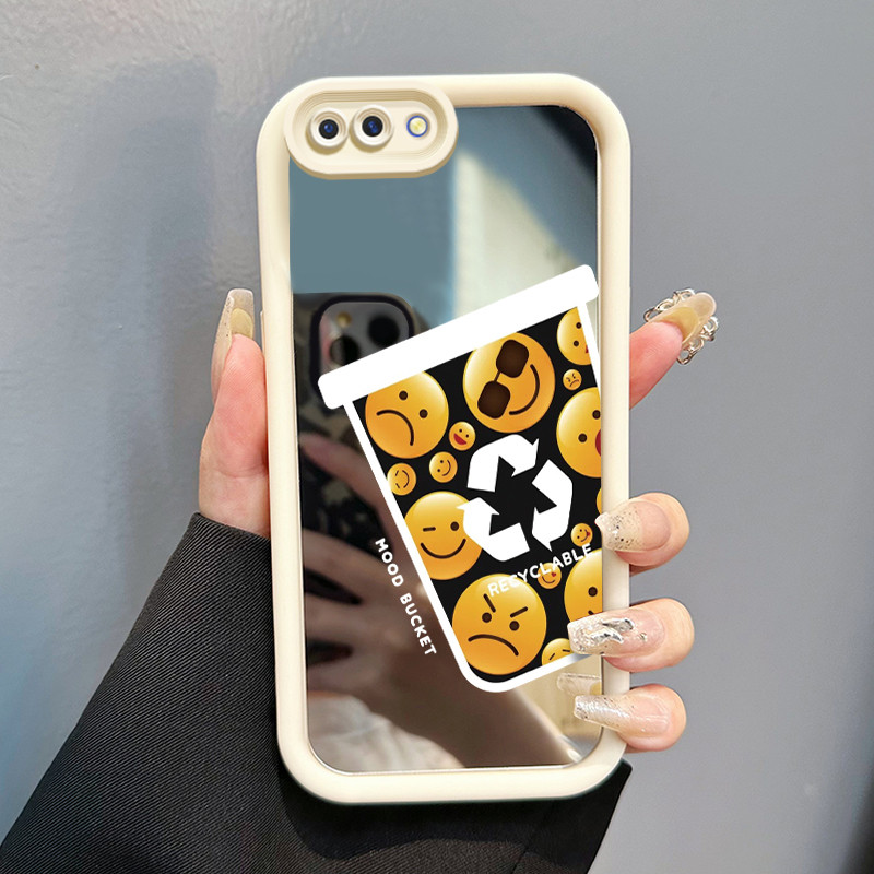 Casing Hp OPPO A5 A3s A12E Realme C1 Case HP Casing pola Cangkir tas emosi Kartun Kasing cermin Cesi