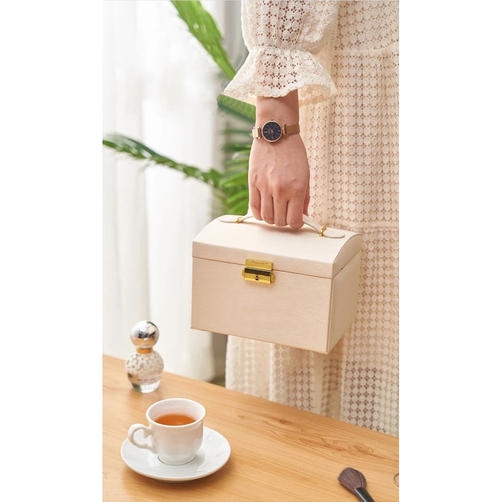 1 Three-Layer Large Capacity Beaded Pearl Necklace Bracelet Ring Box Necklace Box Watch Storage Box