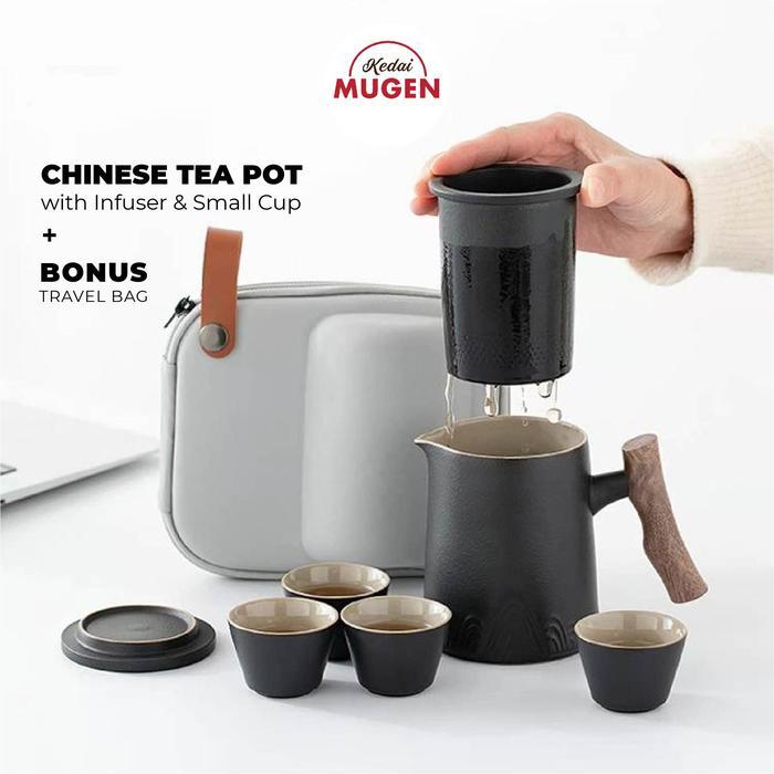 mq3a- Chinese Tea Infuser Pot Set Teko Teh Keramik Dengan Saringan 350Ml
