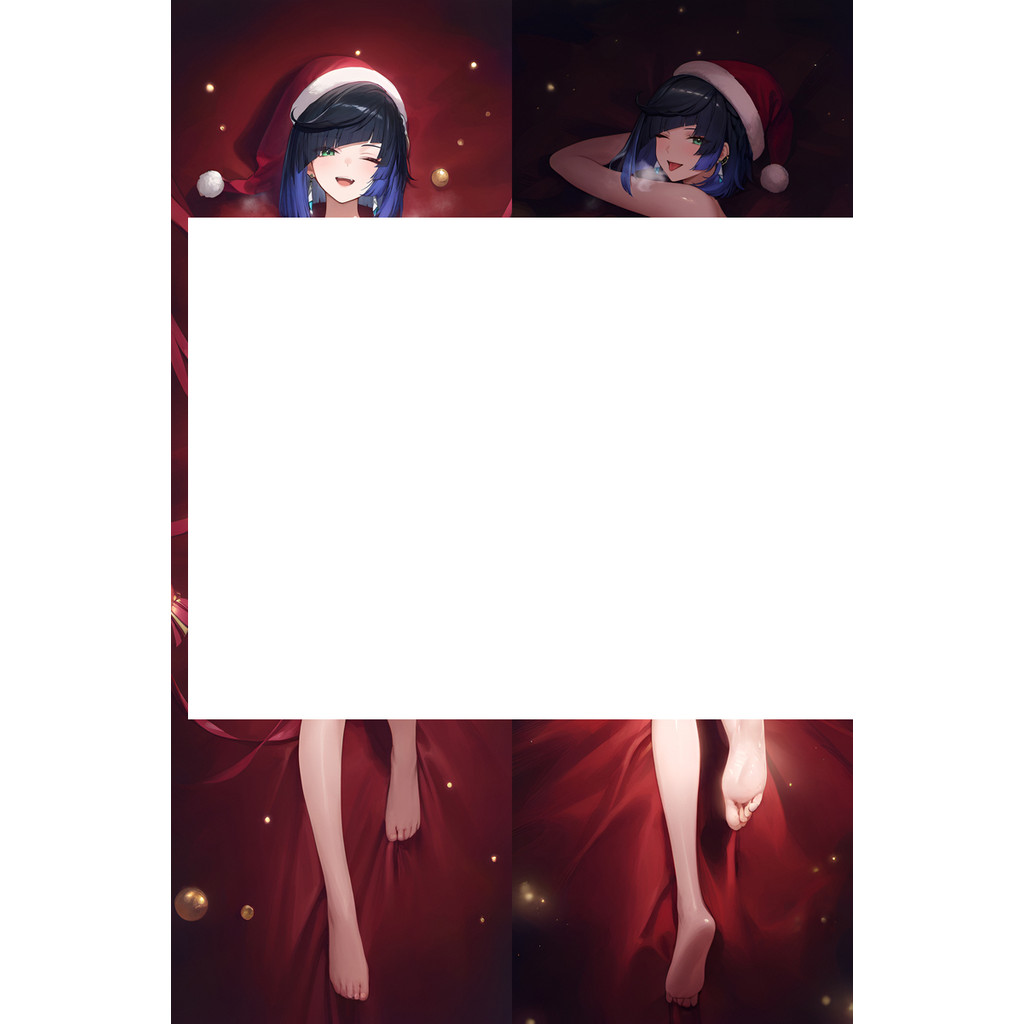 Original Genshin Impact 2D Game Merchandise - Yelan Christmas Edition Custom Dakimakura Body Pillow