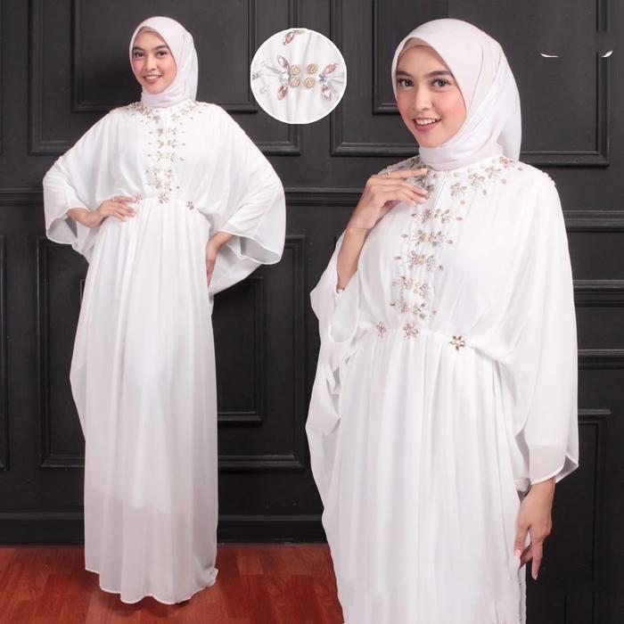 Parita Kaftan - Kaftan Lebaran - Baju Lebaran - Gamis Lebaran - Kaftan Putih - Gamis Putih