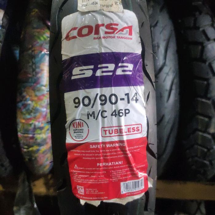 90/90-14 S 22 Tubeless Ban Luar Motor Matic Ring 14 Beat Vario Lexi Ban Corsa