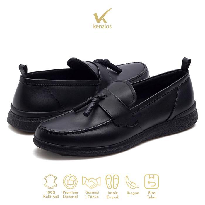 [FLASHSALE] Kenzios Sepatu Formal Pria Kulit Asli Vasco Black Series