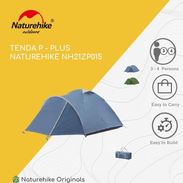 Terlaris - TENDA P-PLUS DOME CAMPING 4 ORANG DOUBLE LAYER NATUREHIKE NH21ZP015