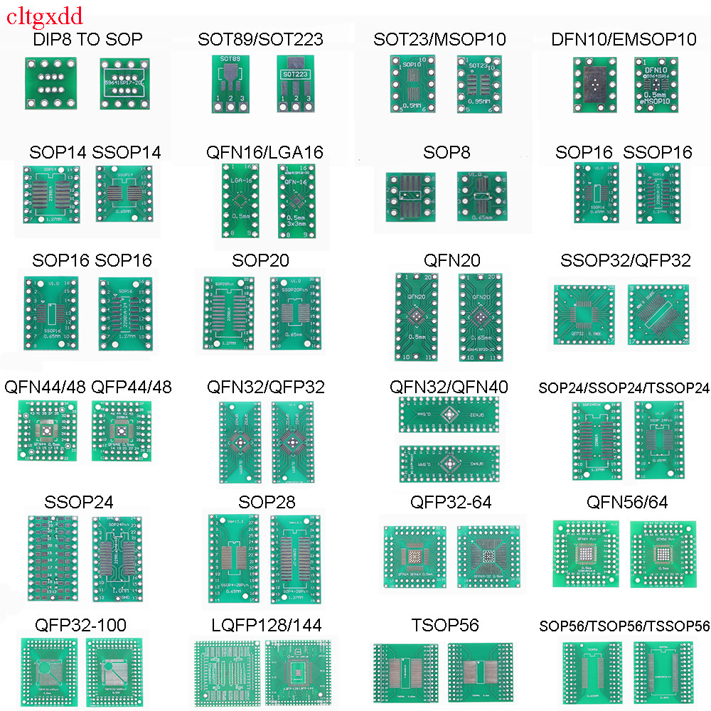 Cltgxdd 10Piece Pcb Board Sop8 Sop14 Sop16 Sop20 Sop24 Sop28 Qfp Fqfp Tqfp To Dip Adapter Conversion