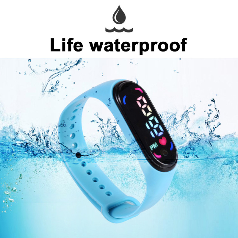 Sports Smart LED Watch Children'S Waterproof Outdoor Silicone Bracelet Touch Electronic Watch Kids B
