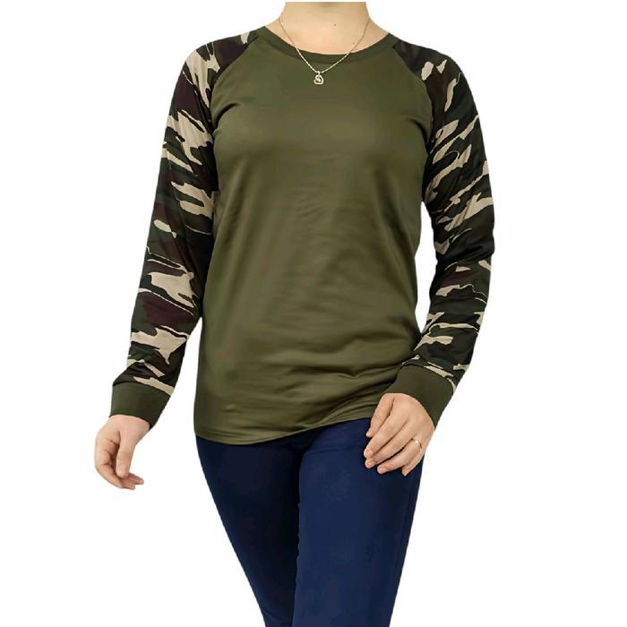 PROMO (GGV) KAOS OBLONG RAGLAN POLOS ARMY-DORENG LENGAN PANJANG RIB TANGAN PRIA WANITA DEWASA KATUN