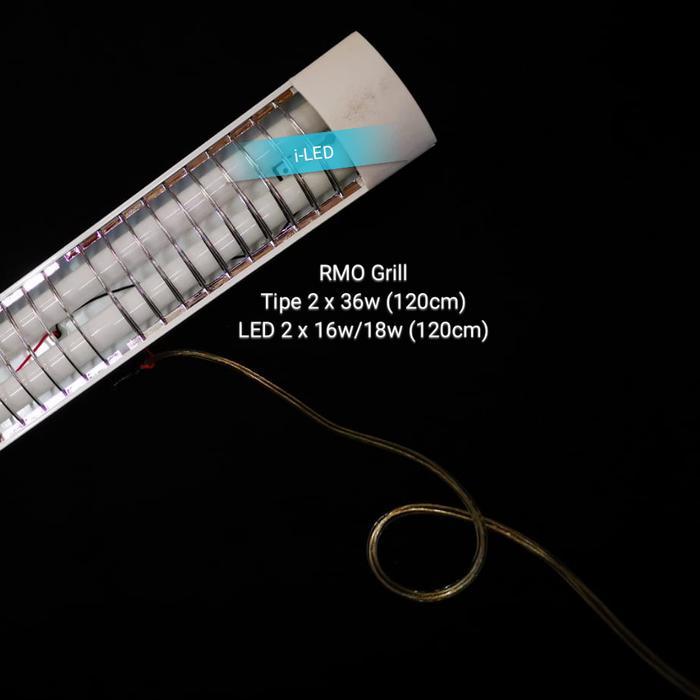 Kap Lampu RMO Grill Reflektor 2 x 36w 120cm TL LED T8 2 x 16w Outbow