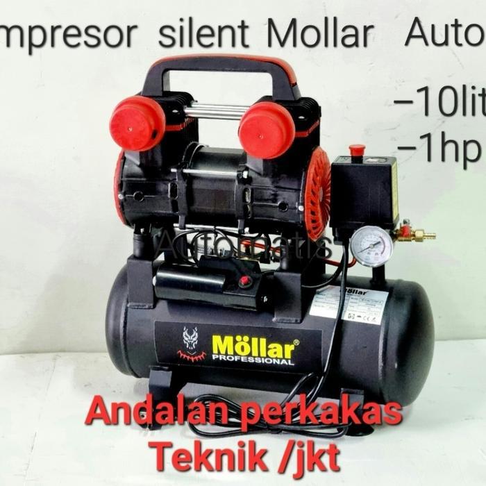 MOLLAR Kompresor Angin silent Oilless Auto 10lt/1hp tipe BLACK PANTHER