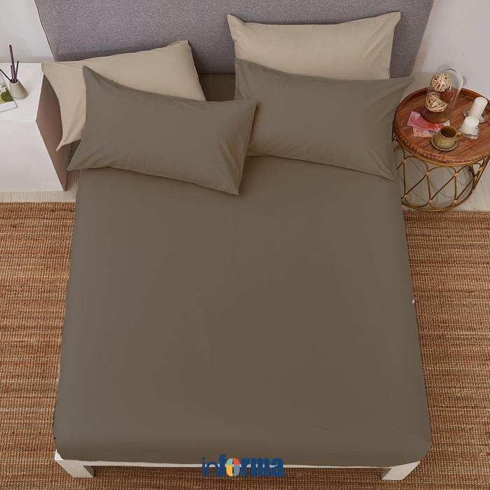 Informa - Linotela 160X200 Cm Seprai Queen Katun - Cokelat