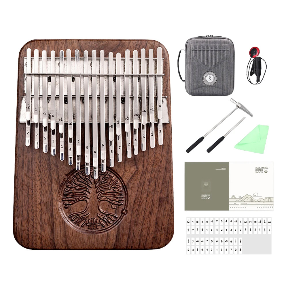 Hluru 34 Key Chromatic Board Kalimba Professional Finger Piano Full Scale Thumb Piano Black Walnut