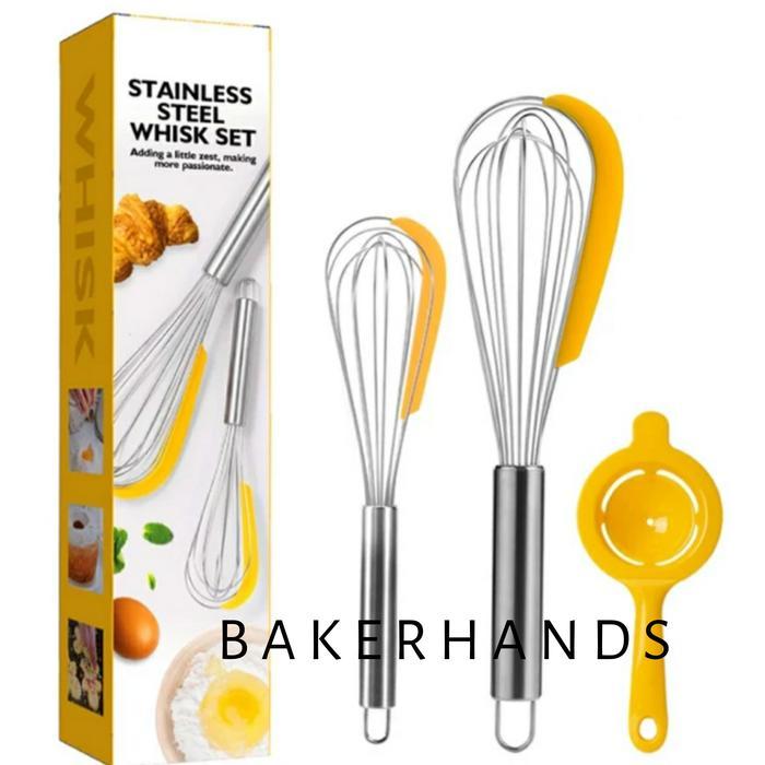 WHISKER SPATULA SET + FREE EGG SEPARATOR/ WHISK SET STAINLESS