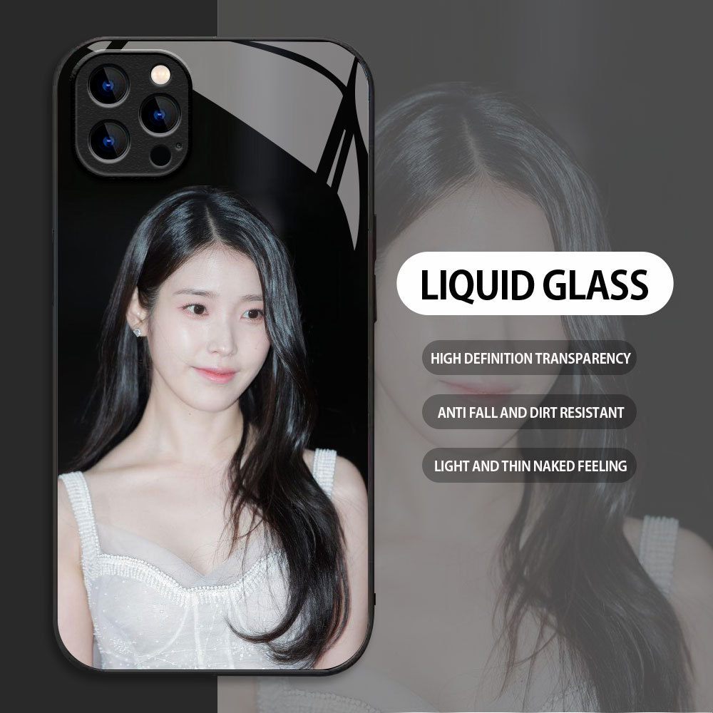 Tempered Glass case For Apple iPhone 11 12 13 mini 14 15 Plus Pro Max kasing Handphone  Penyanyi Kor