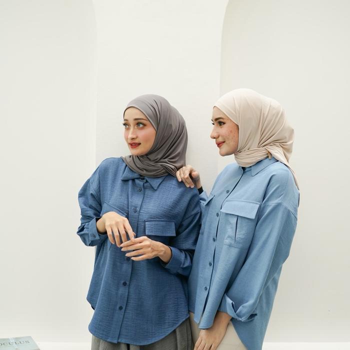 JaMinkwalitasnya- Kemeja Casual Denim Linen Oversize Wanita Dewasa By Indra L Bruggman