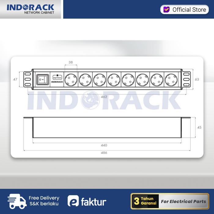 zii8- Indorack Pdu 8 Outlet Germany Colokan 8 Slot Pdu8G