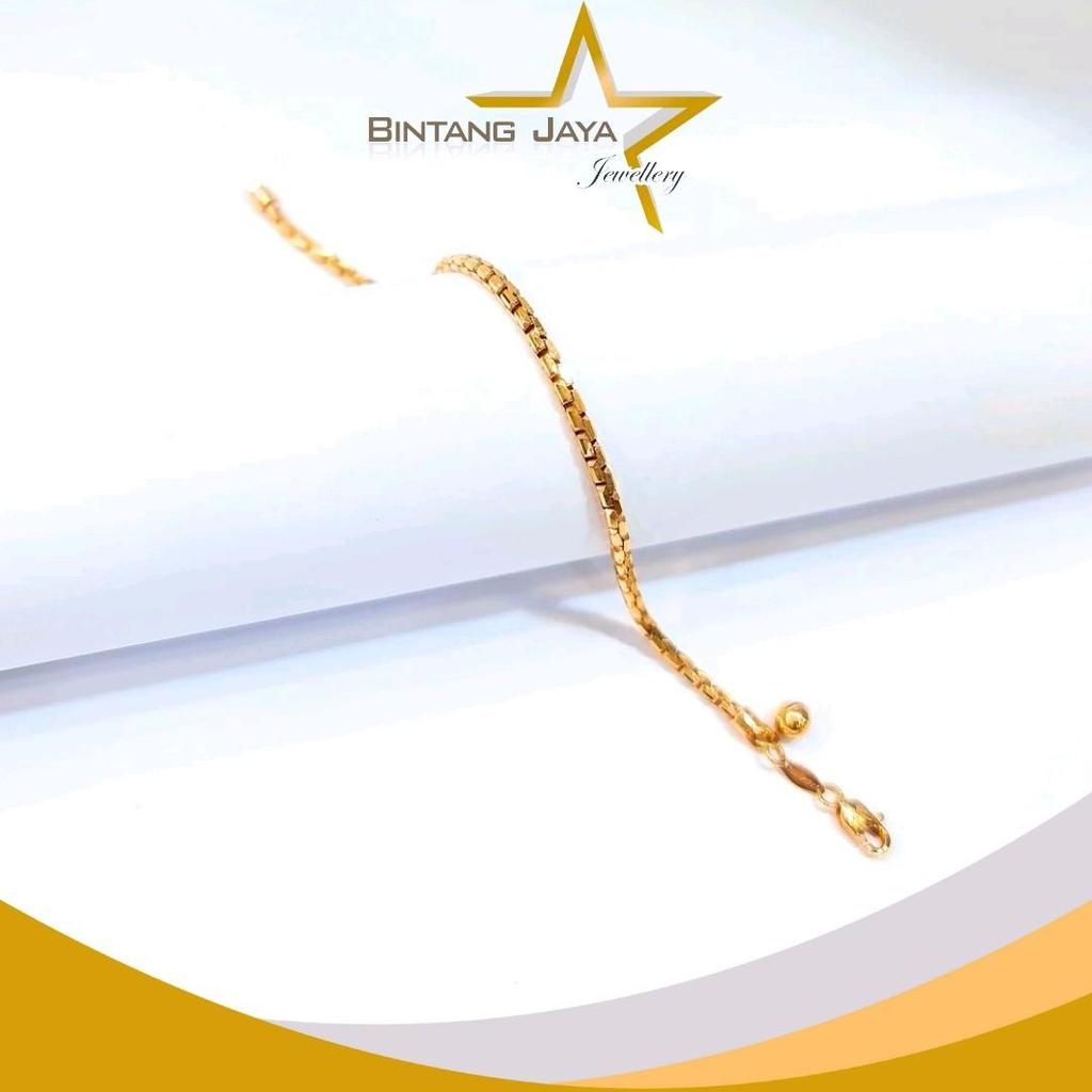 Gelang Emas Asli Rantai Italy Gantung Lonceng Rosegold (17K) Panjang 17.5CM Berat 4.77gr - Gaya Ital