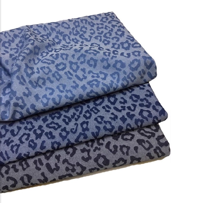 Leopard Print Washed Denim Fabric Jacquard By The Meter for Jeans Coat Dress Bags DIY Sewing Fashion