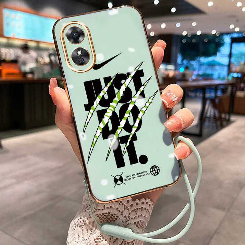 Casing Hp Untuk OPPO A17 A17K Case Casing HP pola Hook dan bekas kaki Kesing Cesing tali berlapis Ka