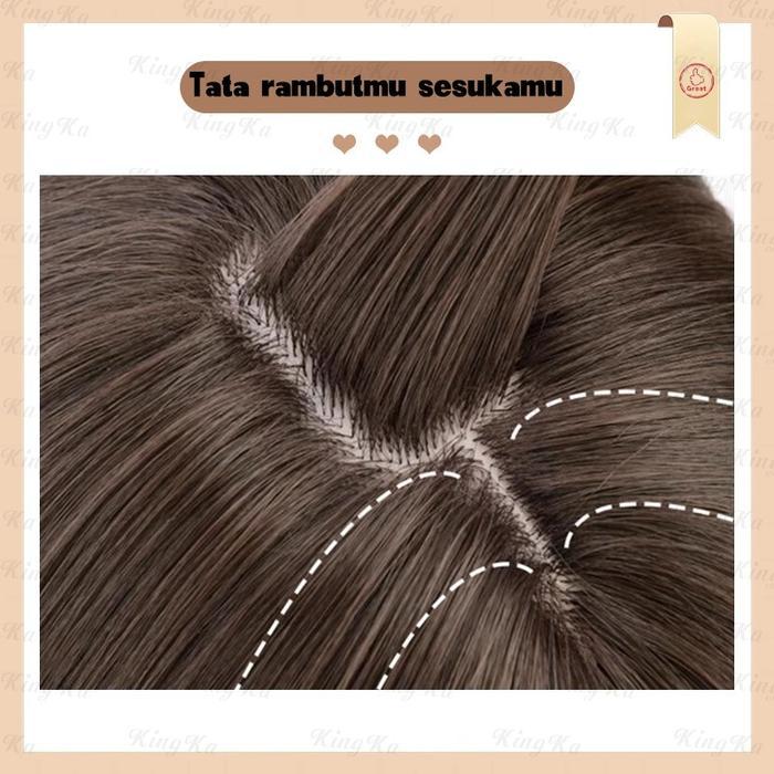 Wig Wanita Full Wig Rambut Wanita Kepala Rambut Palsu Wanita Korea Full Wig Korea Rambut Palsu Satu