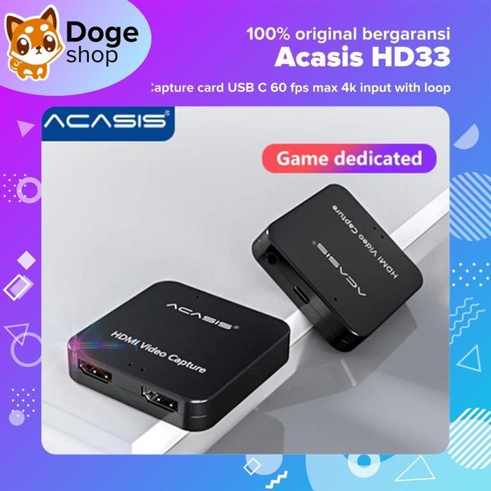 Acasis Hd33 Hdmi Video Capture Card Type C Loop Usb Cable Included