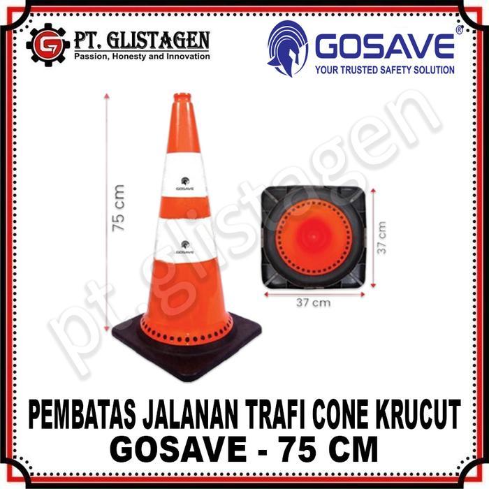 Gosave Traffic Cone Safety Rubber Gosave 75Cm / Kerucut Lalu Lintas 75