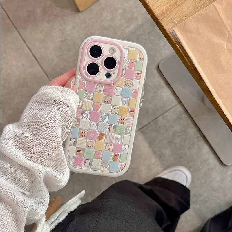 Aesthetic Kotak-Kotak Fancy Hewan Girl Case Oppo 16F Reno 16 Pro 5G A6C C100i A6s A6T pro Reno 15F R
