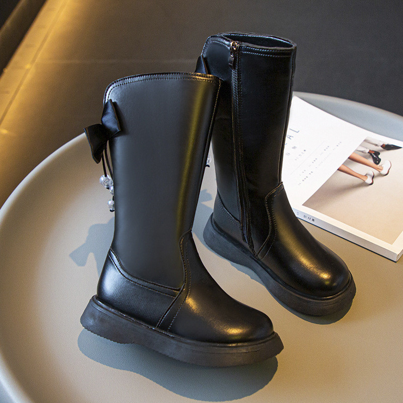 Sepatu Boot Anak Perempuan Martin Boots Fashion Musim Dingin Berbulu Boot Panjang Gaya Inggris - Hit