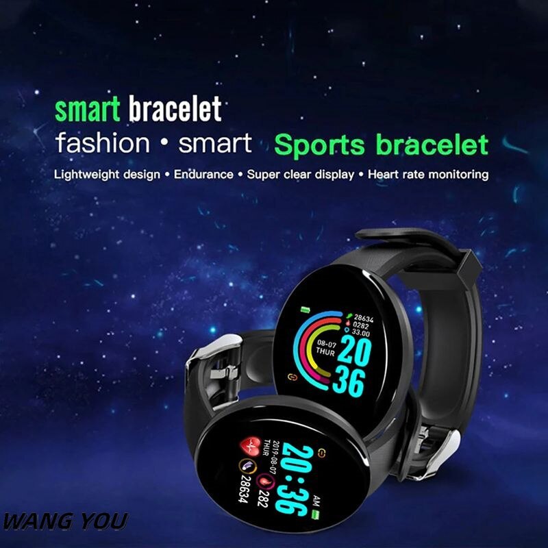 D18 Smart Watch Real Stepcount Smartwatch Bracelet Heart Rate Blood Pressure Fitness Tracker Sport S