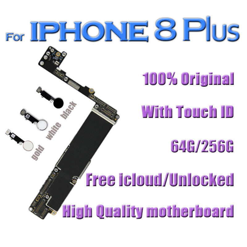 100% Original Mainboard For iPhone 8 Plus Motherboard 64GB 256GB Unlocked With Touch ID,For iPhone 8