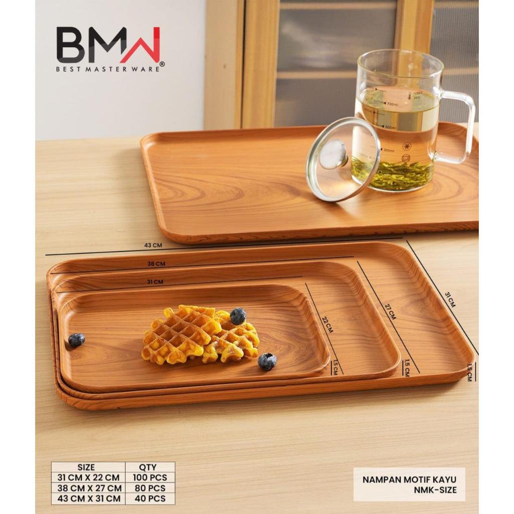 Nampan Kecil Segi Kotak Plastik Motif Kayu Unik Lucu Awet Kuat Murah Tebal Tahan Panas Premium BMW 3