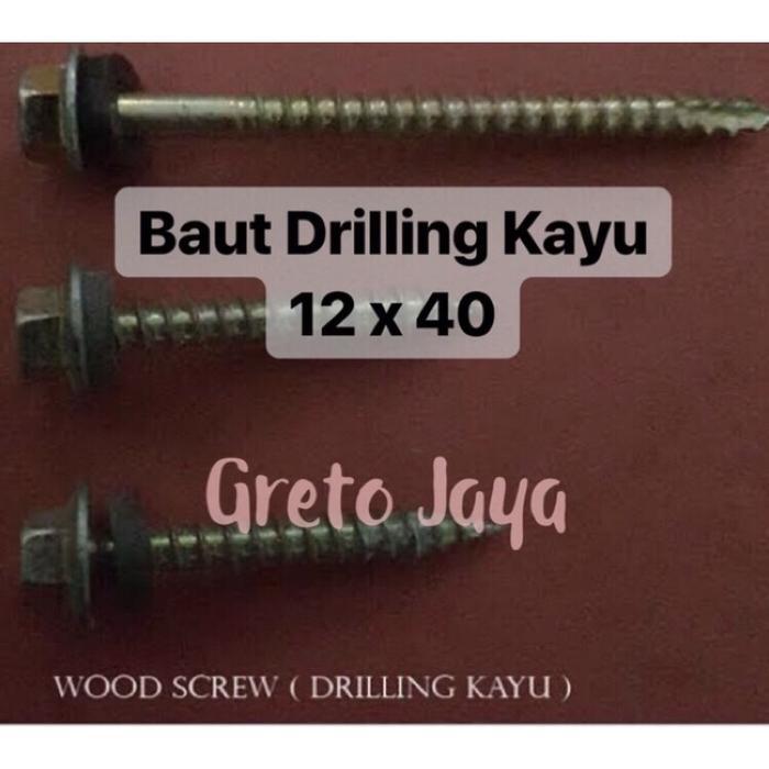 ( 12x40 ) Baut Drilling Kayu SDS Screw Baja Ringan Galvalum 12 x 40 mm Drill Driling Asbes Spandek