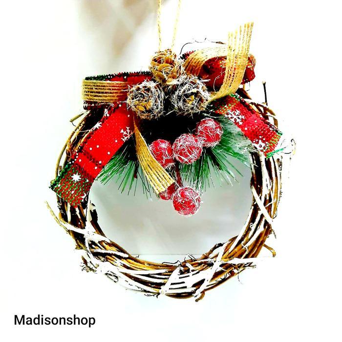 Discount - KRANS Ranting Natal KECIL d 13cm Hiasan Christmas Wreath Murah Dekor