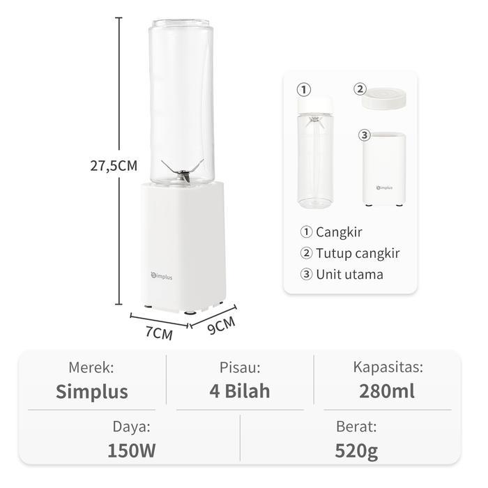 SUPER DISKON BARANG BARUSimplus Blender Juicer Portabel 280ml Tumbler Travel Cup Daya 150W Penghalus