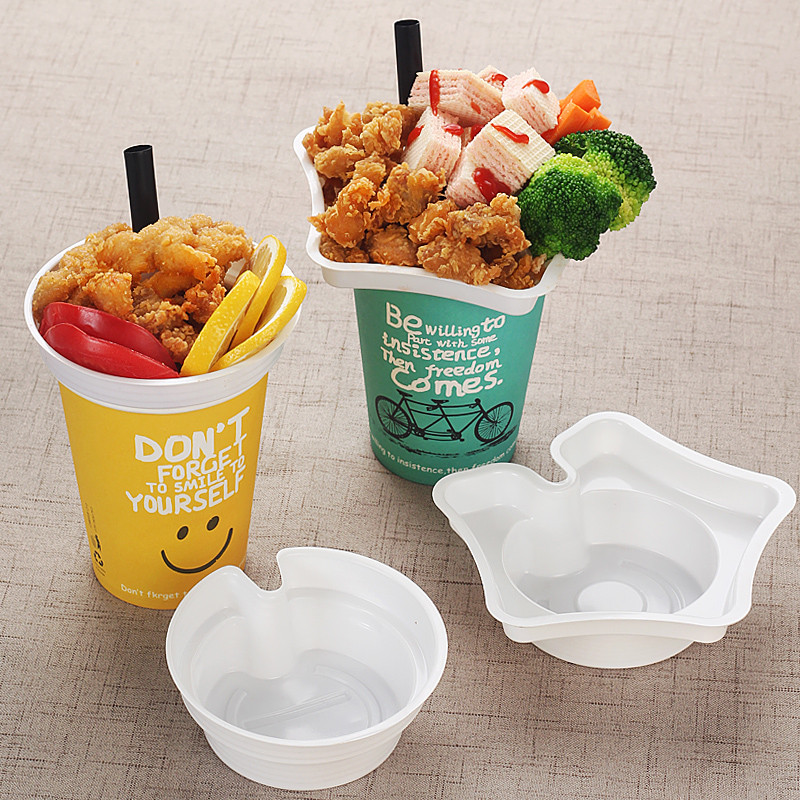 Disposable Flower Shape Snack Holder On Cup Creative Steak Bowl Cola