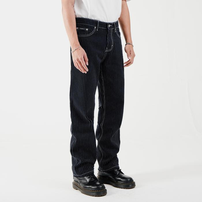 hez3- Irish Kelly Wabash Baggy Jeans Long Pants Denim Dark Blue