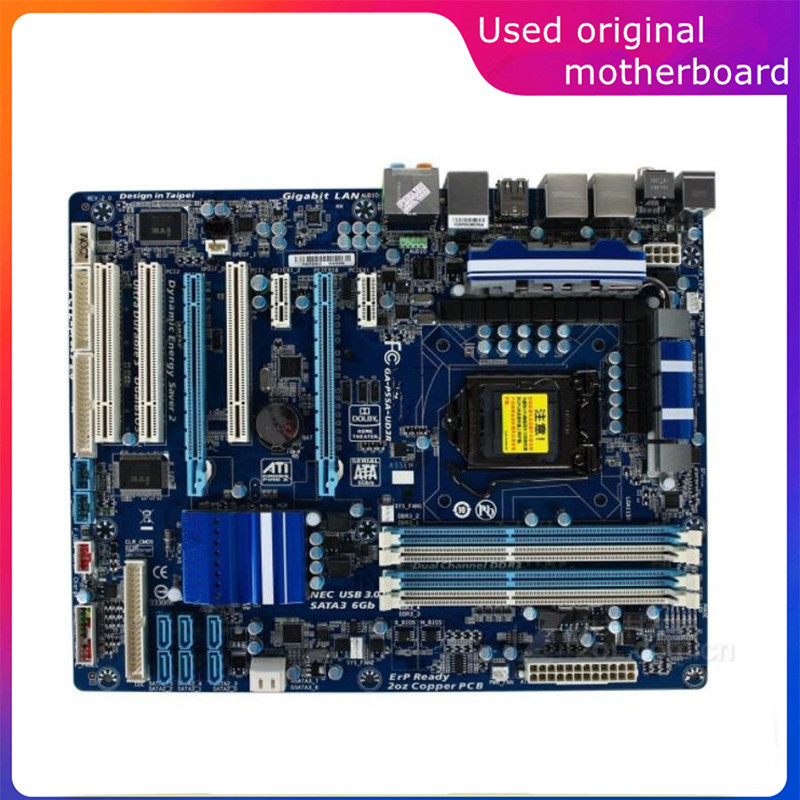 Used LGA 1156 For Intel P55 GA-P55A-UD3R P55A-UD3R Computer USB3.0 SATA3 Motherboard DDR3 16G Deskto