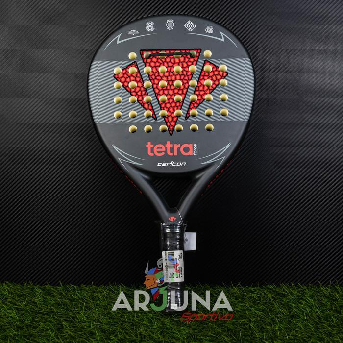RAKET PADEL CARLTON TETRA FORCE 360-375 G BLACK RED RAKET OLAHRAGA PADEL ORIGINAL