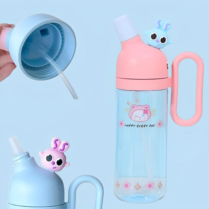 ReadySelalu- Botol Air Minum Bening Karakter Lucu 800Ml / Botol Plastik Aesthetic Moshi / Botol Minu