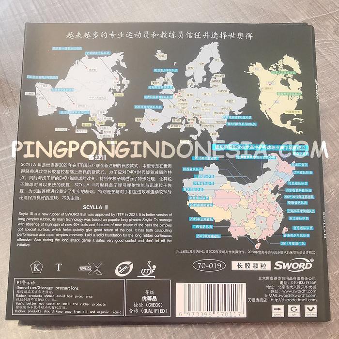 STOK TERBATAS  SWORD SCYLLA III - KARET BINTIK BERTAHAN PANJANG LONG PIPS RUBBER 3 TERJANGKAU
