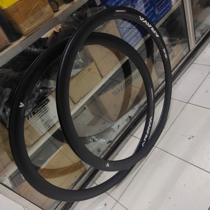Rims Velg 700C Araya KS-40 32 Hole ke Line Full Hitam RIMS Roadbike fixie gravel 32 hole