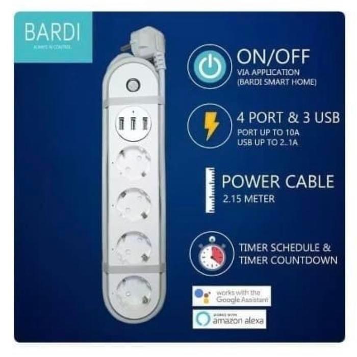 stqu- Bardi Smart Power Strip Extension Colokan Wifi Iot Smart Home Socket Usb