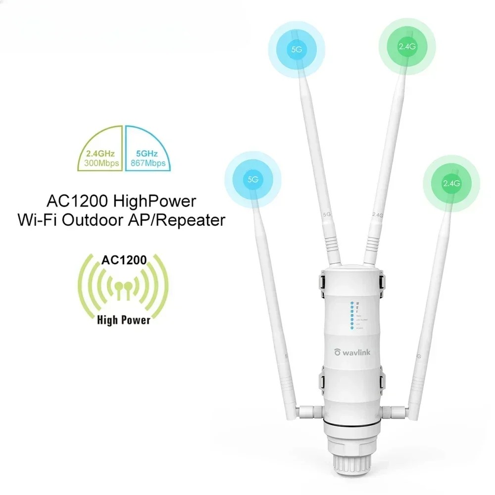 Wavlink High Power Ac1200 Outdoor Waterproof Wireless Wifi Repeater Ap/Wifi Router Dual Dand 5G Long